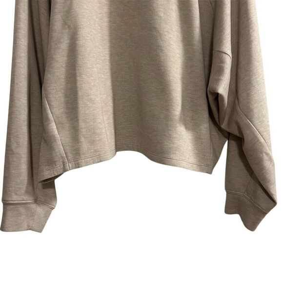 Express Women's Cropped Sweatshirt Heathered Beige XL Long Sleeve Casual Fall - Picture 6 of 14